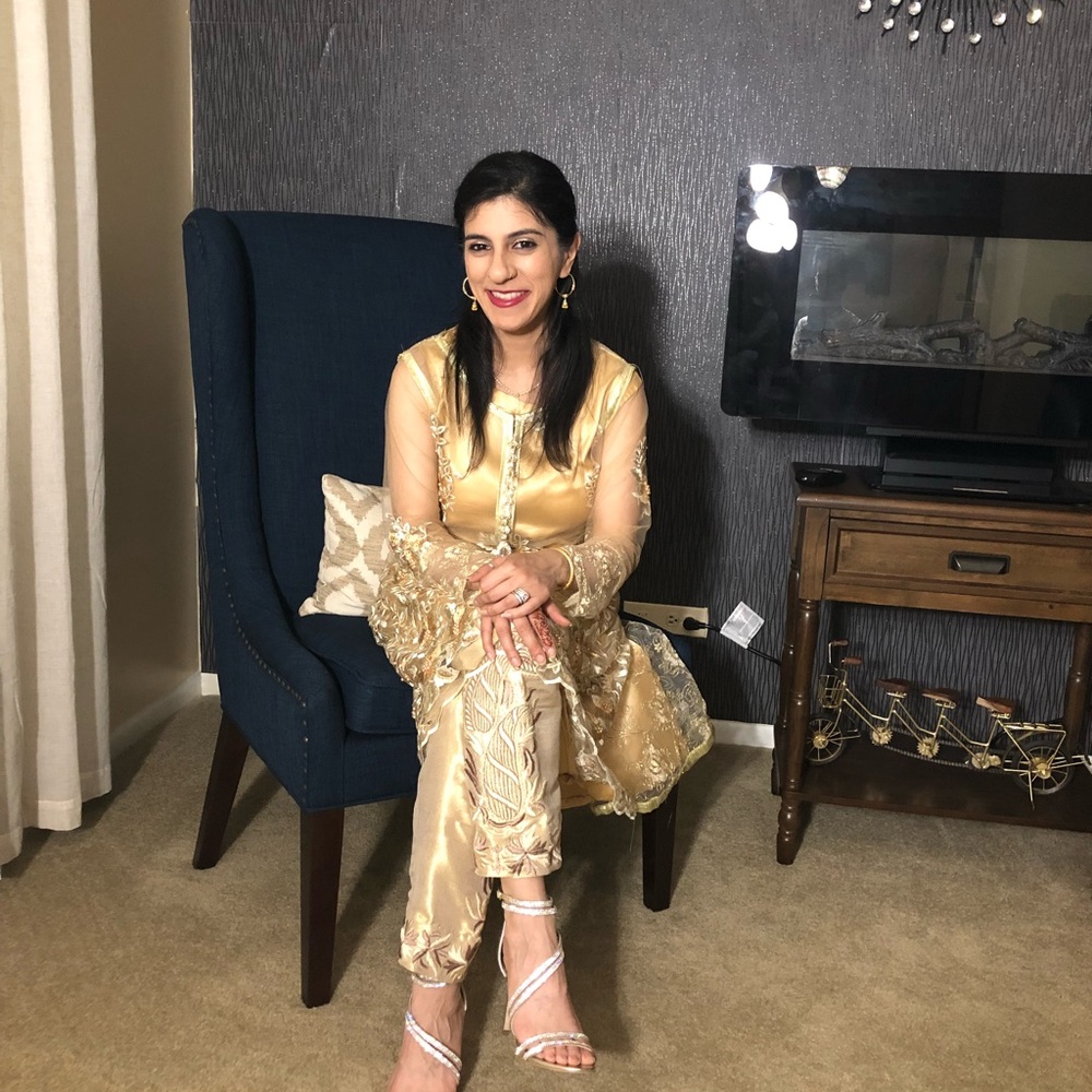 Golden Indian Pakistani shalwar suit small